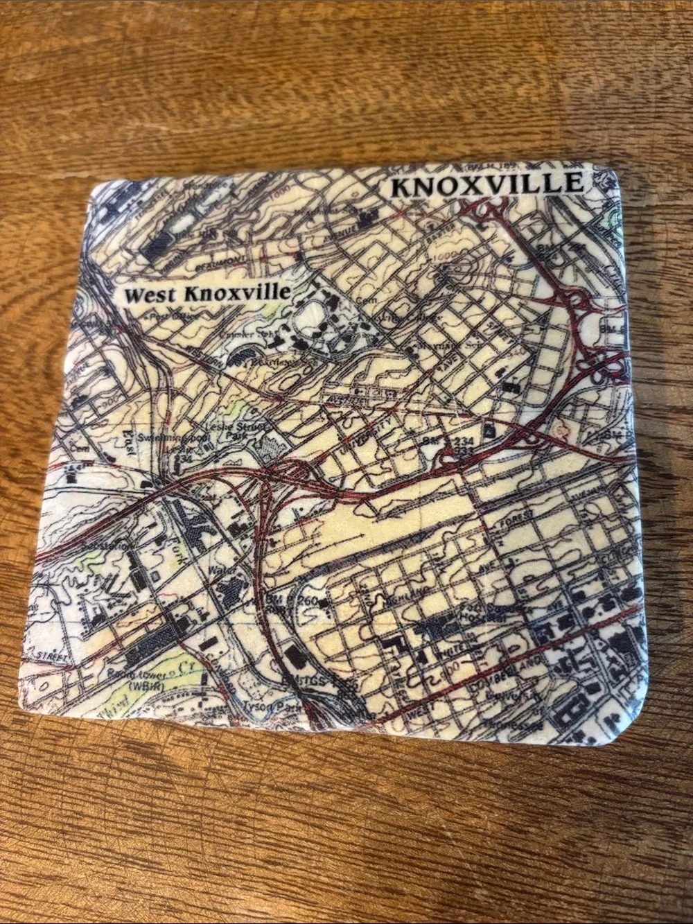 Knoxville Map Coaster Set - Vintage City Map Design - Set of 4